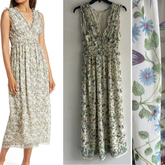 New! Max Studio Green Floral Print Sleeveless Midi Dress - 22429 - Picture 1 of 13